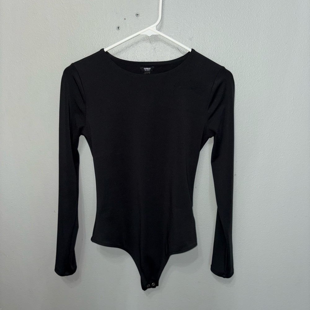 Express Black Long Sleeve Scoop Neck Bodysuit